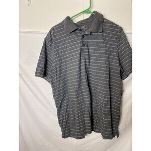 George Mens Polo Shirt Size XL 46/48 Gray Stripe Casual Short Sleeve Preppy
